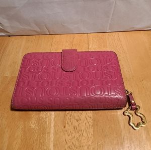 Tous Urban Logo pink/green leather snap accordion large size wallet